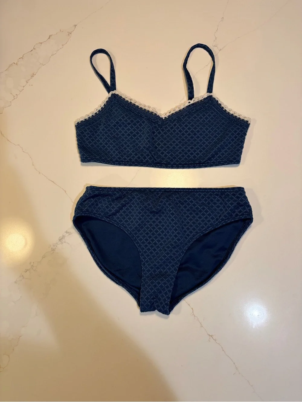 abercrombie kids Navy Blue Textured Two-Piece Bikini